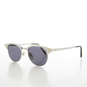 Sleek Silver Half Frame Vintage Sunglass