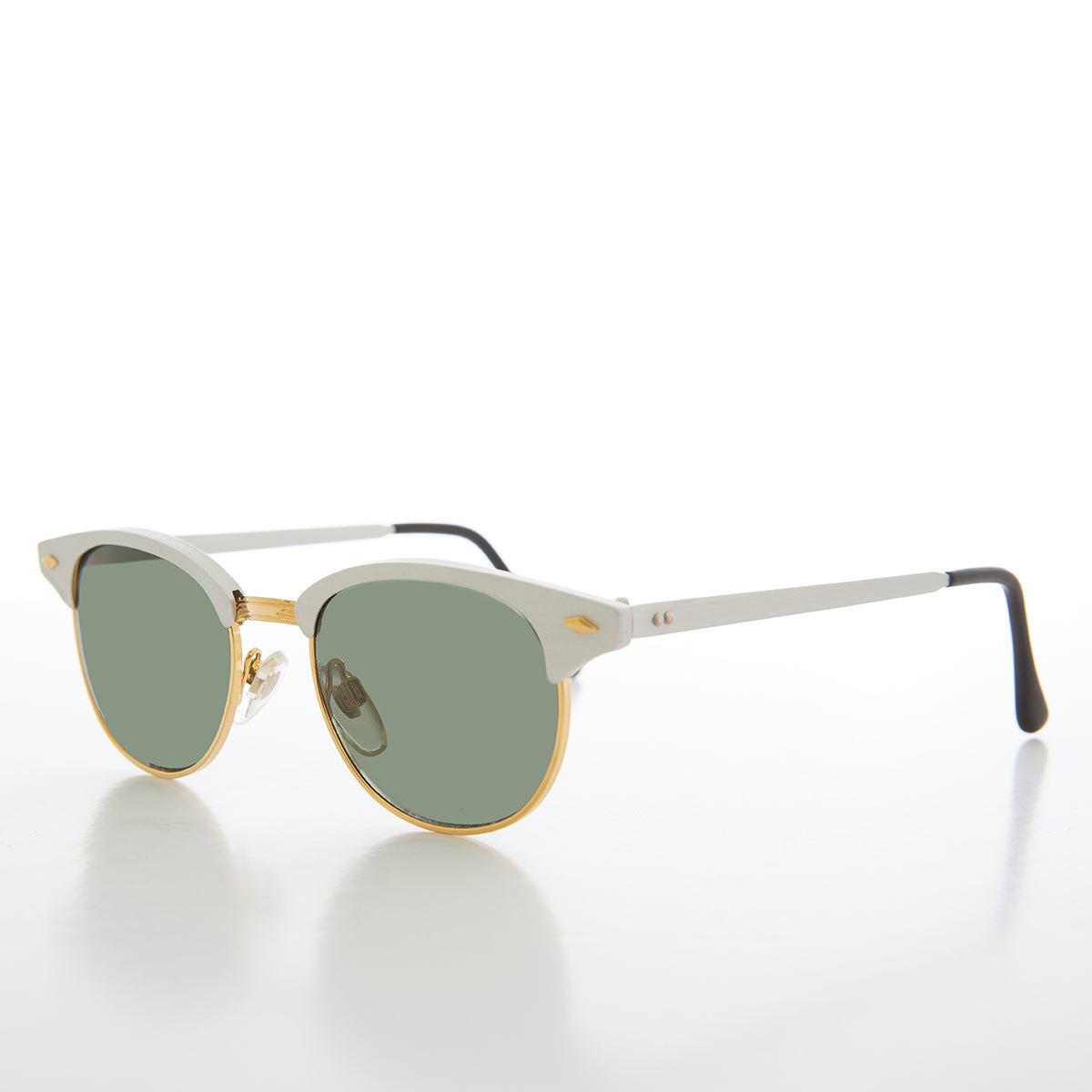 Sleek Silver Half Frame Vintage Sunglass