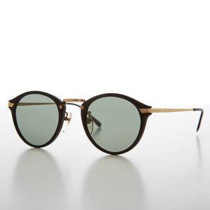 Round P3 Vintage Sunglass with Gold Temples and Bridge
