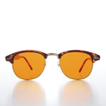 Load image into Gallery viewer, Half Frame Vintage Sunglass with Blue Blocker Amber Tinted Lens
