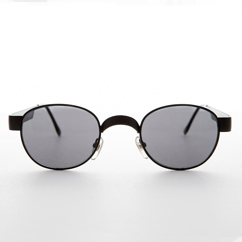 Round Metal Industrial Sunglasses with Wide Curve Temples
