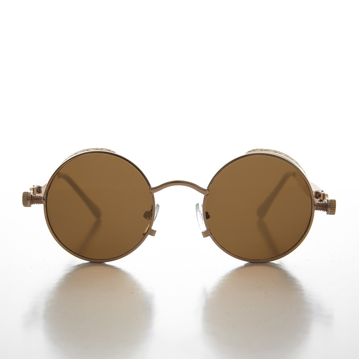 round goggle side shield steampunk sunglasses