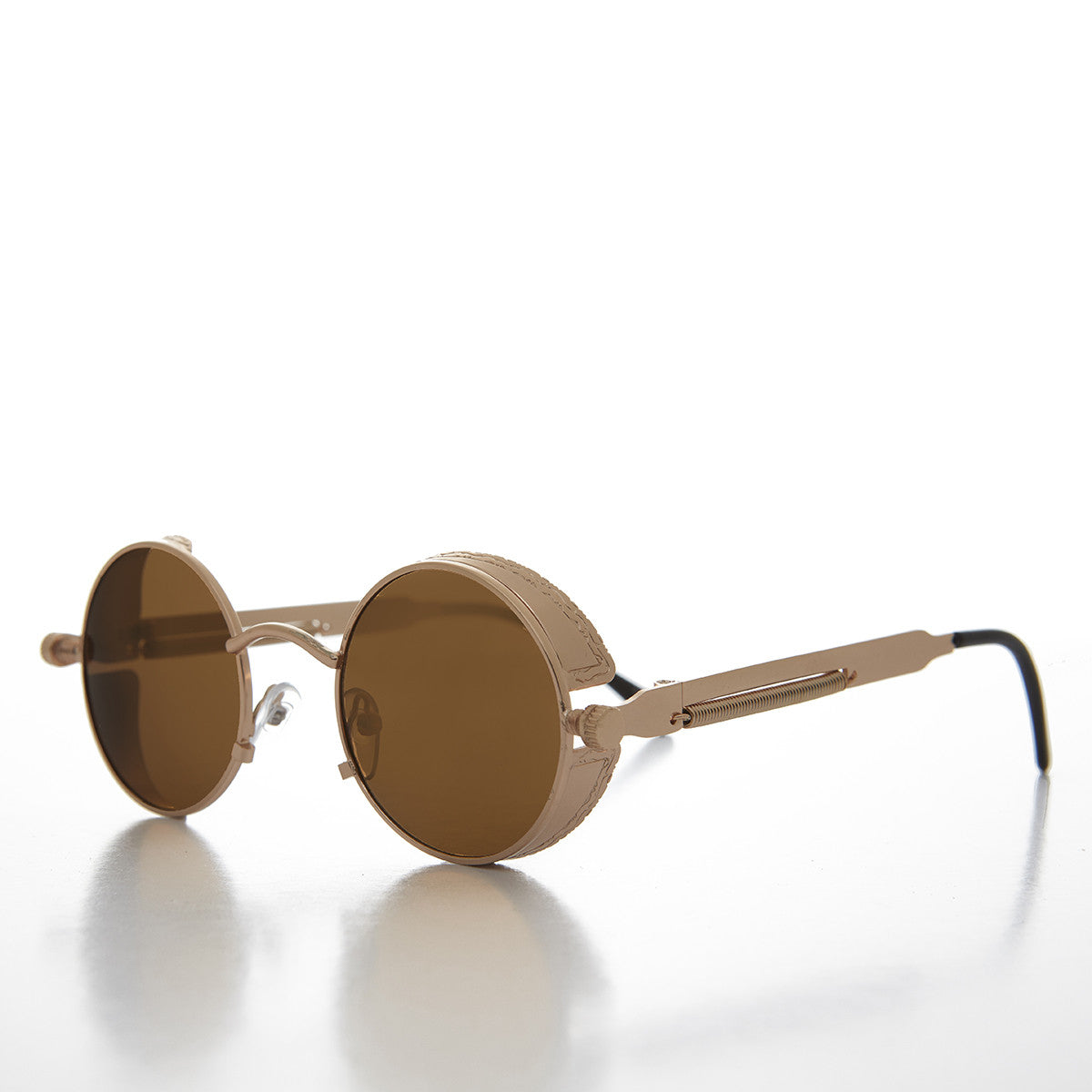 round goggle side shield steampunk sunglasses