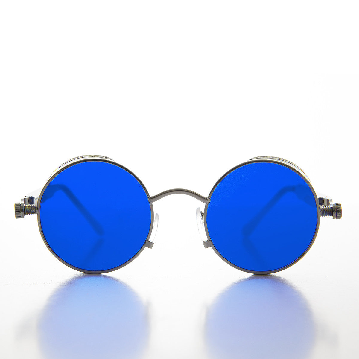 steampunk goggle sunglass with blue tinted lens