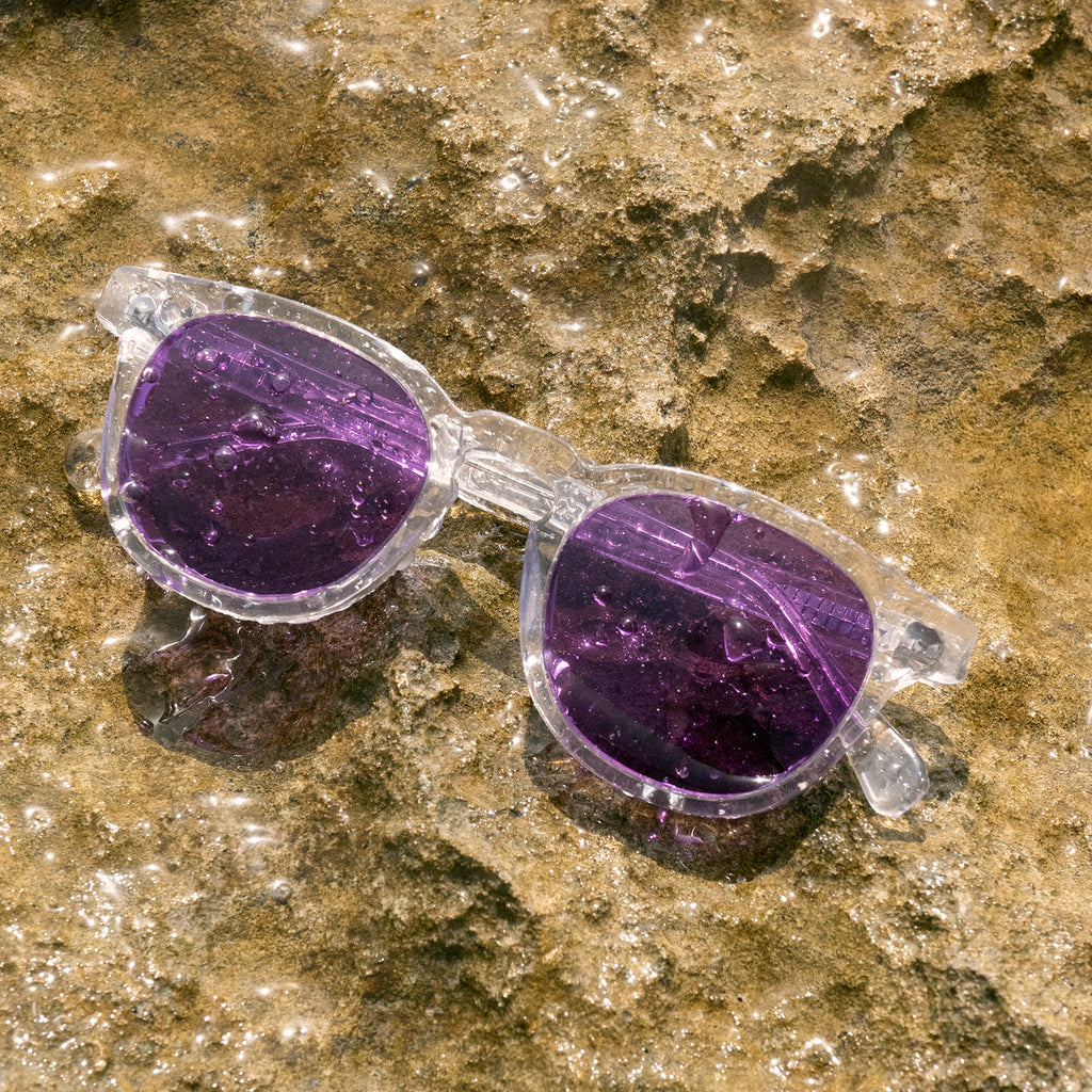 Clear Acetate Square Sunglass with Colored Lenses