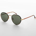 Load image into Gallery viewer, round polo style vintage sunglass with tube temples

