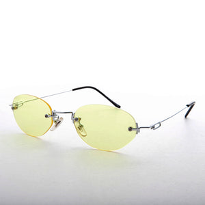 90s Vintage Rimless Oval Colored Lens Sunglass