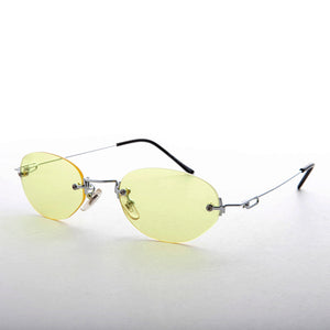 90s Vintage Rimless Oval Colored Lens Sunglass