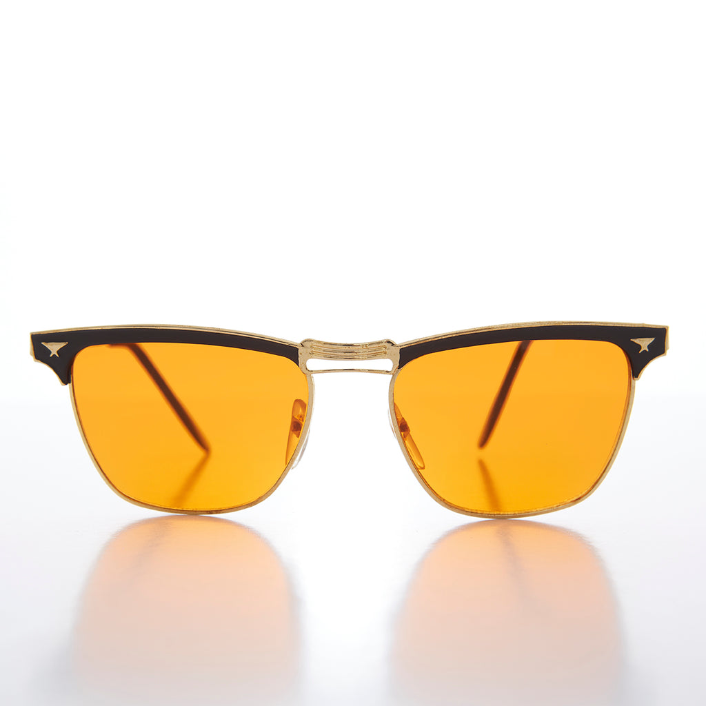 Amber Lens Horn Rim Classic Vintage Sunglass