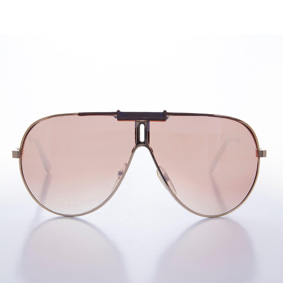80s Gold Aviator Sunglass With Rose Colored Falsh Mirror Lens 