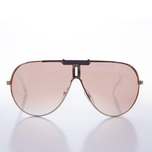 80s Gold Aviator Sunglass With Rose Colored Falsh Mirror Lens 