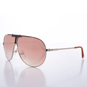 80s Gold Aviator Sunglass With Rose Colored Falsh Mirror Lens 