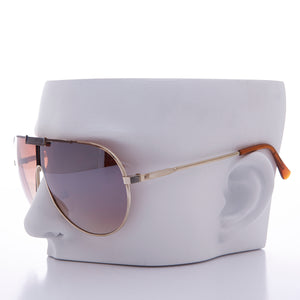 80s Gold Aviator Sunglass With Rose Colored Falsh Mirror Lens 