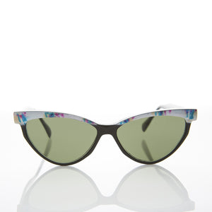 cat eye sunglass with raised browline