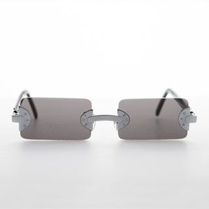 90s Vintage BAD BOY Rectangle Rimless Punk Goth Sunglass