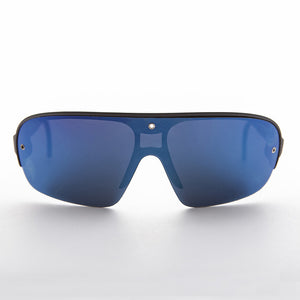 80's neon sporty shield warp vintage sunglass with mirror lens
