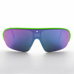 Load image into Gallery viewer, 80&#39;s neon sporty shield warp vintage sunglass with mirror lens
