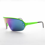 Load image into Gallery viewer, 80&#39;s neon sporty shield warp vintage sunglass with mirror lens
