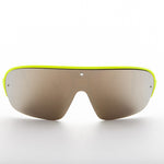 Load image into Gallery viewer, 80&#39;s neon sporty shield warp vintage sunglass with mirror lens
