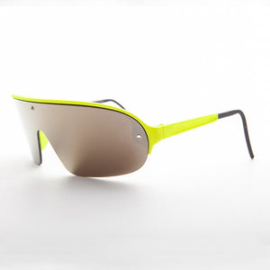 80's neon sporty shield warp vintage sunglass with mirror lens