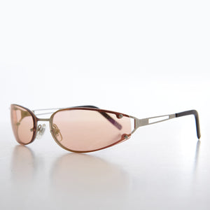 oval pink lens y2k wrap around sunglasses