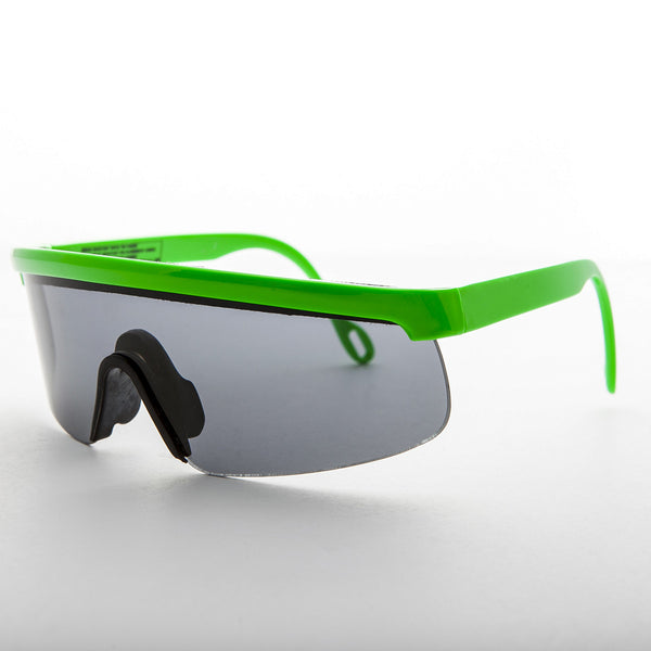 Extra Oversized Curved Shield 80s Sport Sunglasses - UV400 Protection, Rimless Mirror Lenses, Retro Style
