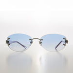 Load image into Gallery viewer, blue rimless oval vintage sunglasses
