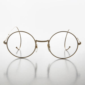 round clear lens vintage glasses with cable temples