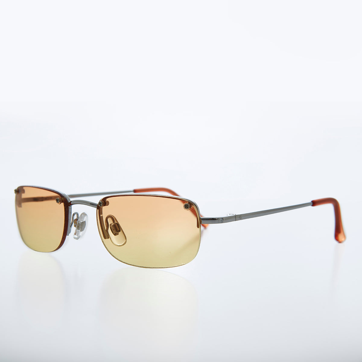 Rimless 90s Rectangle Sunglass with Two Color Lens