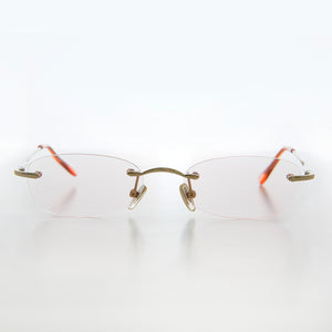 Rimless Tinted Rectangular Lens Reading Glasses 