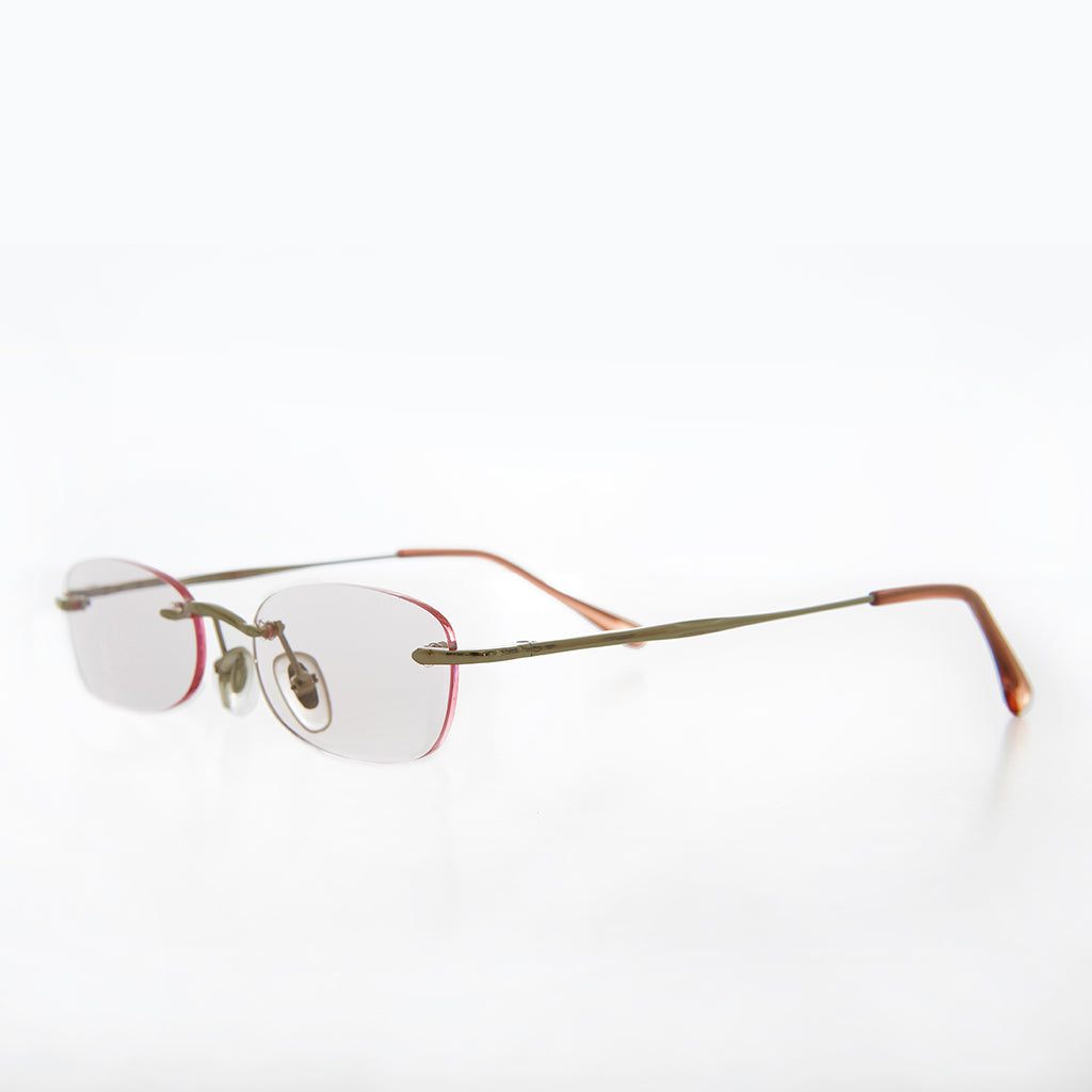 Rimless Tinted Rectangular Lens Reading Glasses 