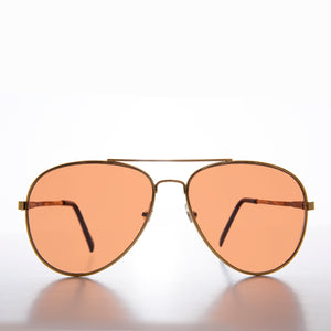 gold aviator with copper amber lenses