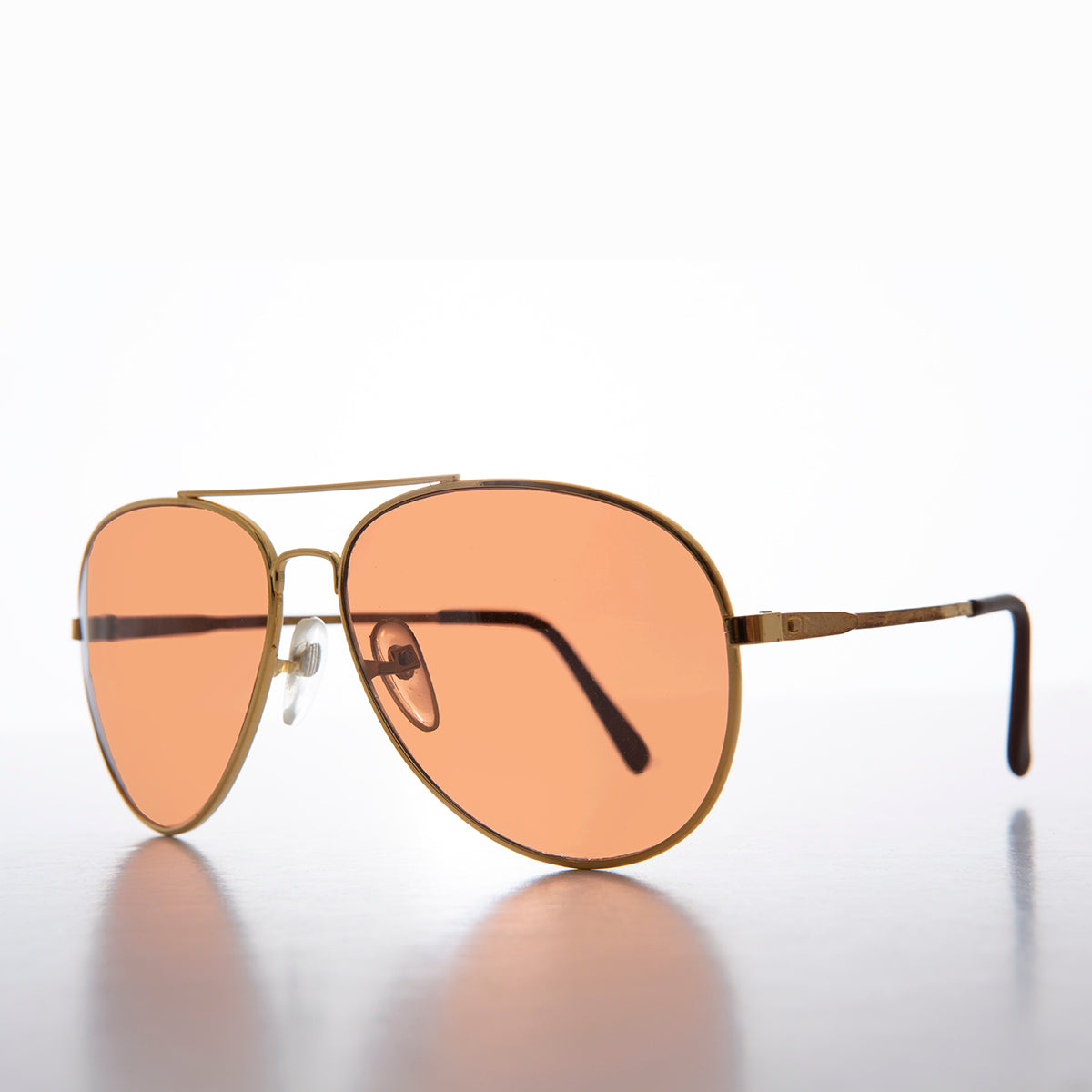 gold aviator with copper amber lenses