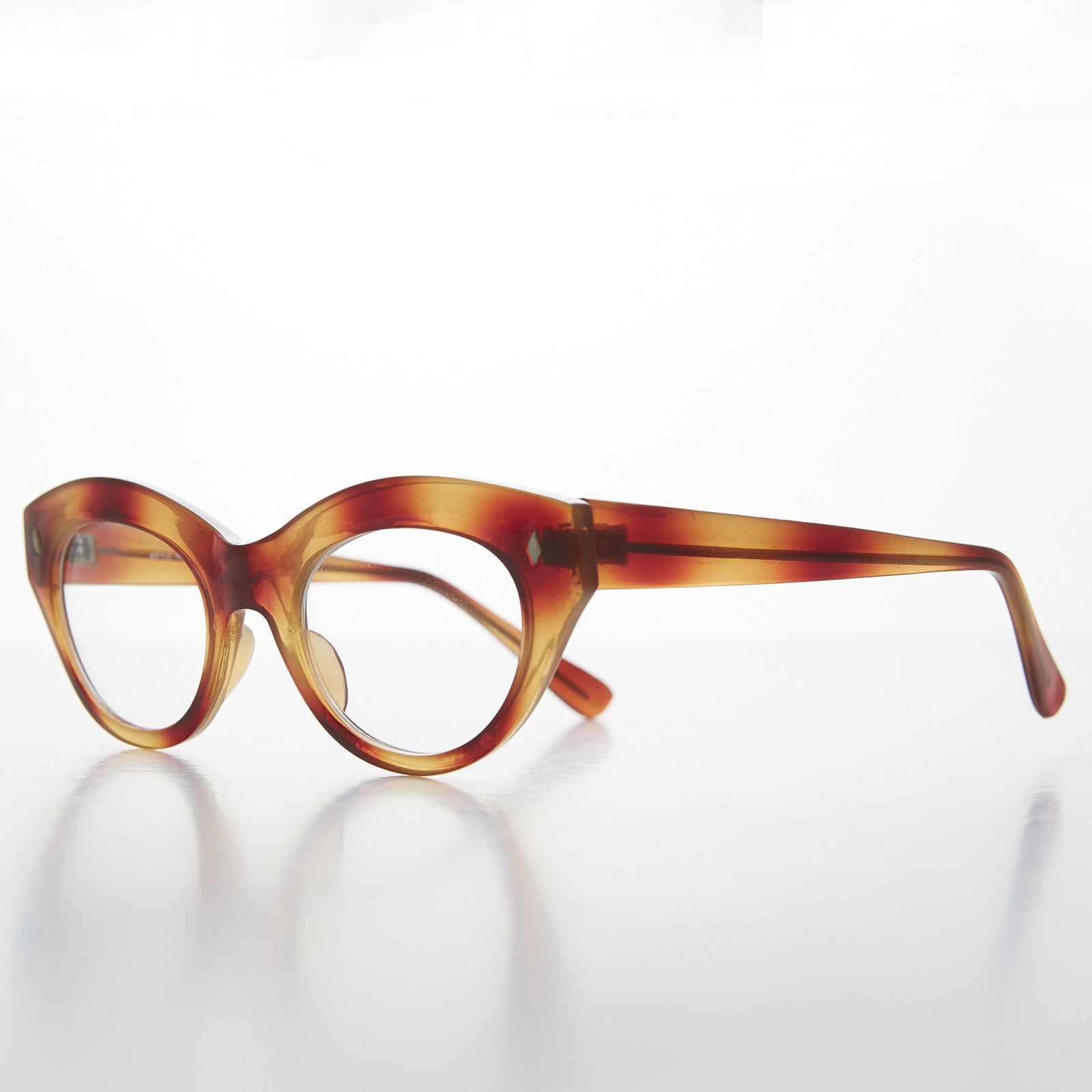 tortoiseshell cat eye clear lens vintage glasses