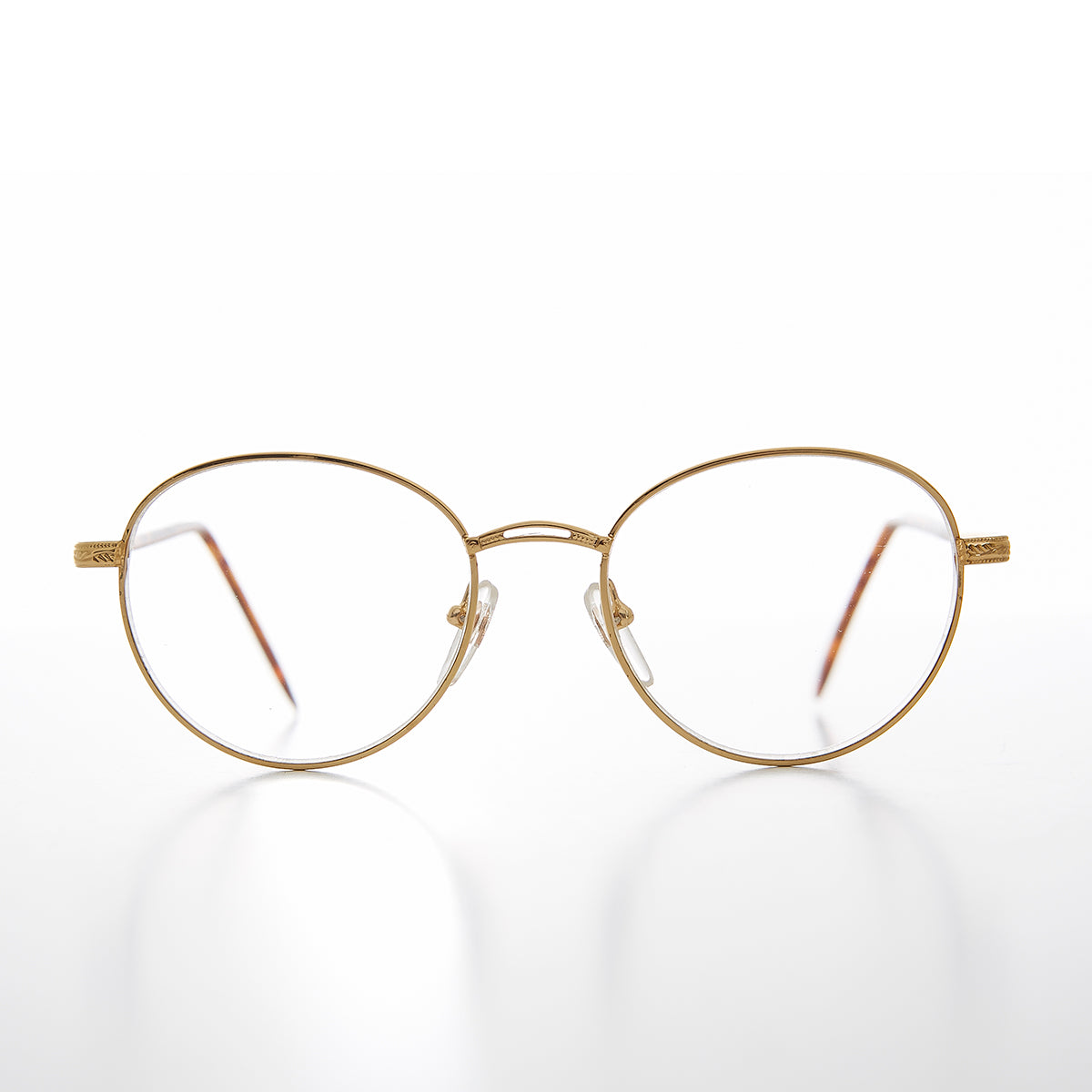 Round Gold Reading Glasses with Tube Temples