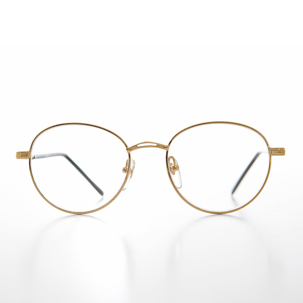 Round Gold Reading Glasses with Tube Temples