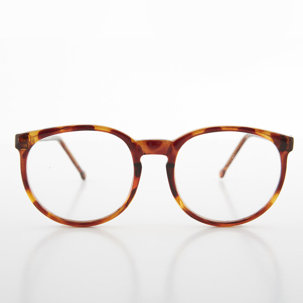 secretary round clear lens tortoise eye glasses