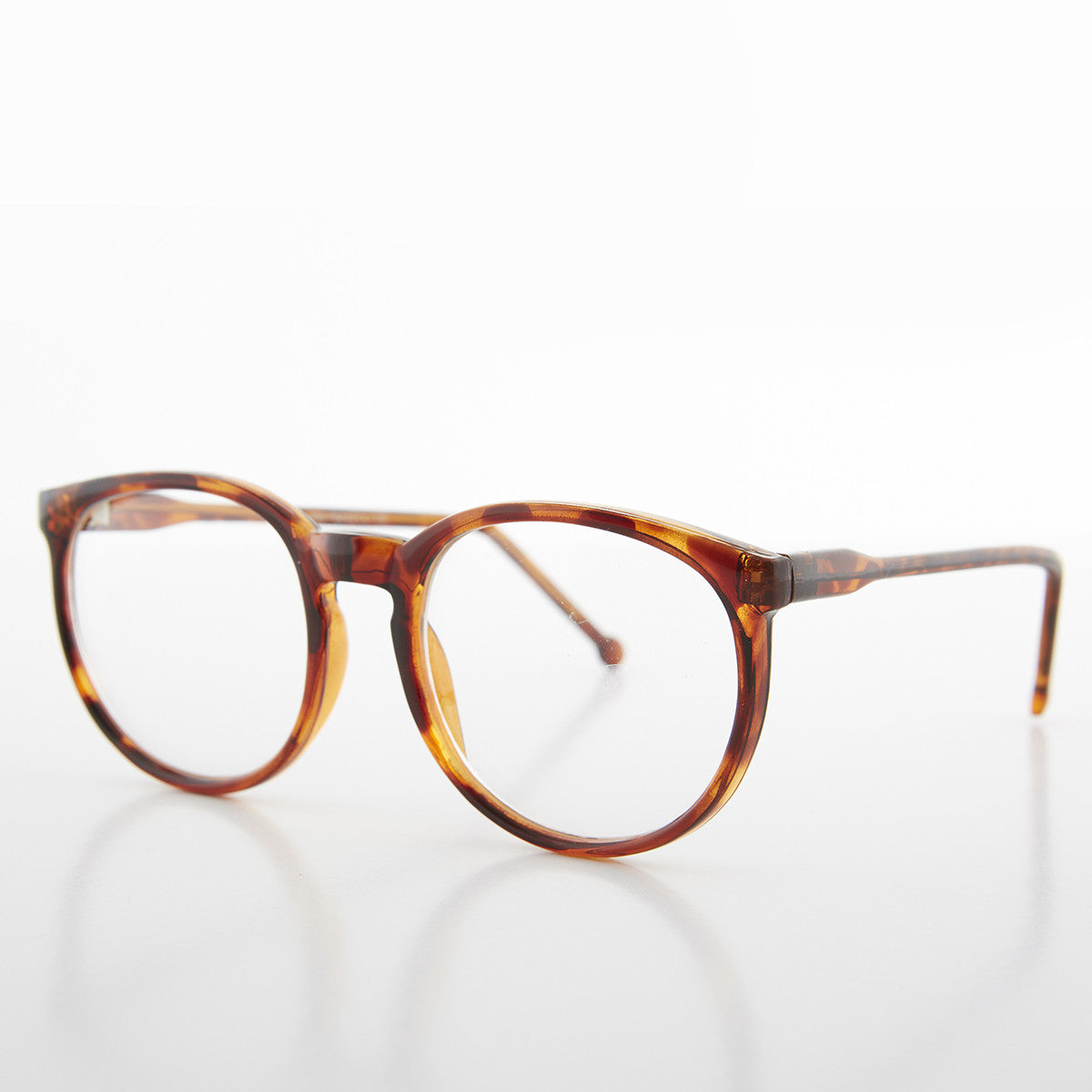 secretary round clear lens tortoise eye glasses