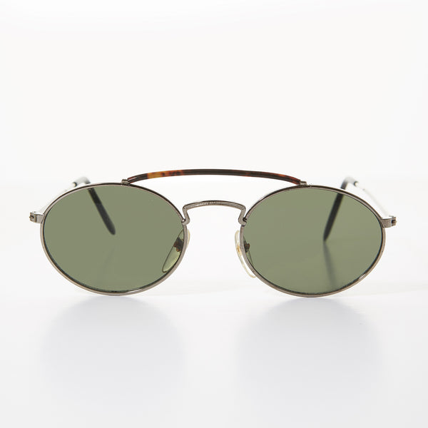 Gunmetal-Transparent Double Bridge Retro-Vintage Acetate Aviator Eyeglasses