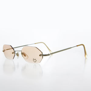 by Afgang til Milestone Heart Rhinestone Rimless Vintage Sunglasses - Splashy – Sunglass Museum