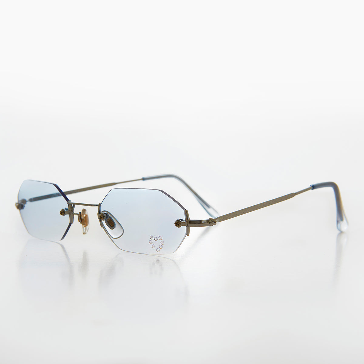by Afgang til Milestone Heart Rhinestone Rimless Vintage Sunglasses - Splashy – Sunglass Museum