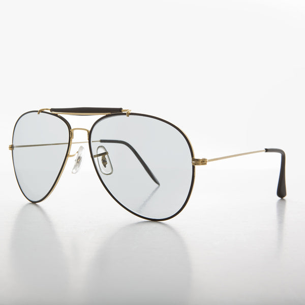 Vintage Aviator Sunglass with Brow Bar and Glass Transition Lens - Spr ...