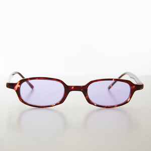 Micro Rectangle Tortoiseshell Sunglasses with Tinted Lenses 