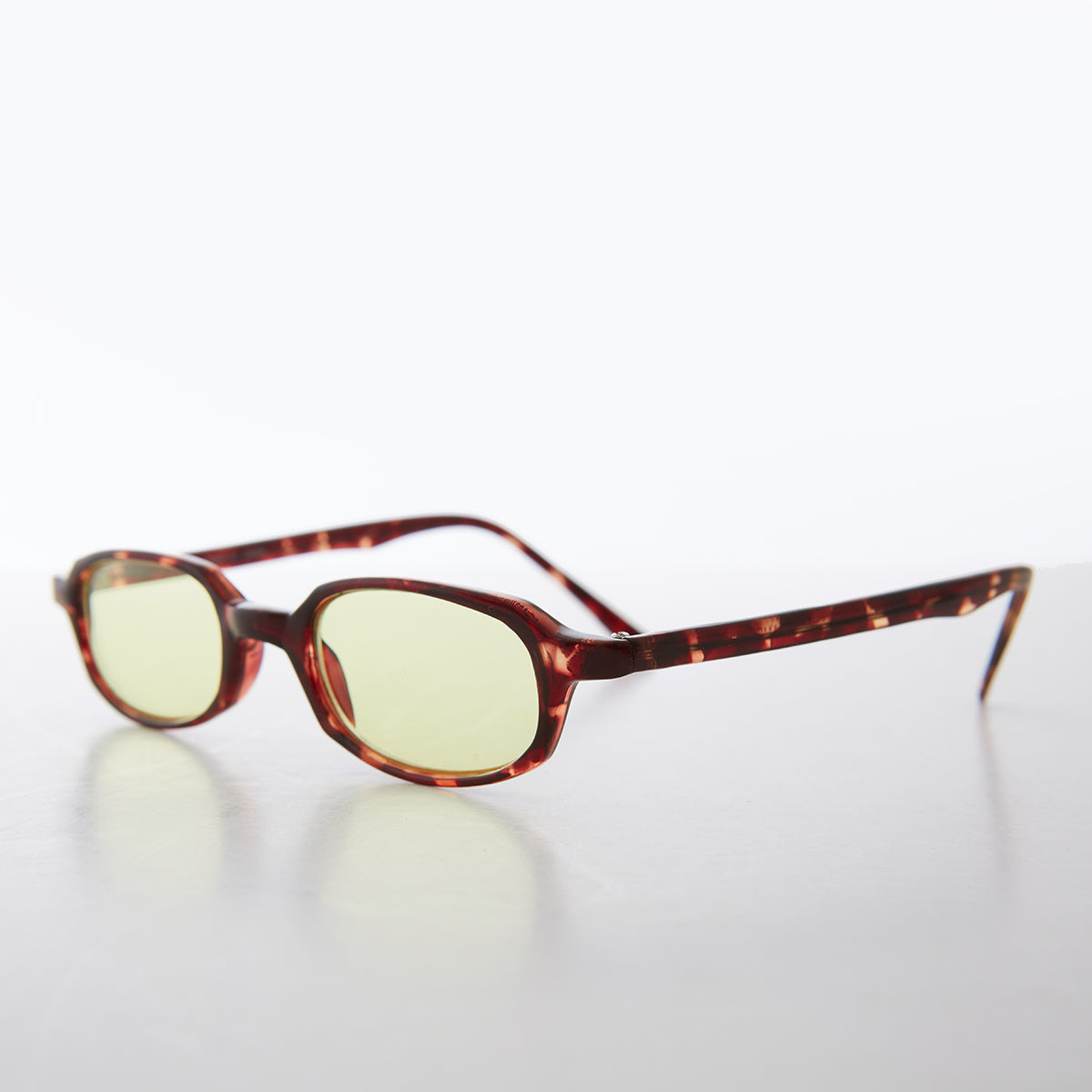 Micro Rectangle Tortoiseshell Sunglasses with Tinted Lenses 