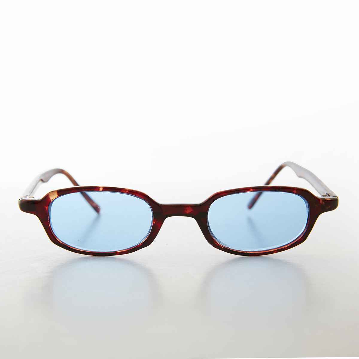 Micro Rectangle Tortoiseshell Sunglasses with Tinted Lenses 