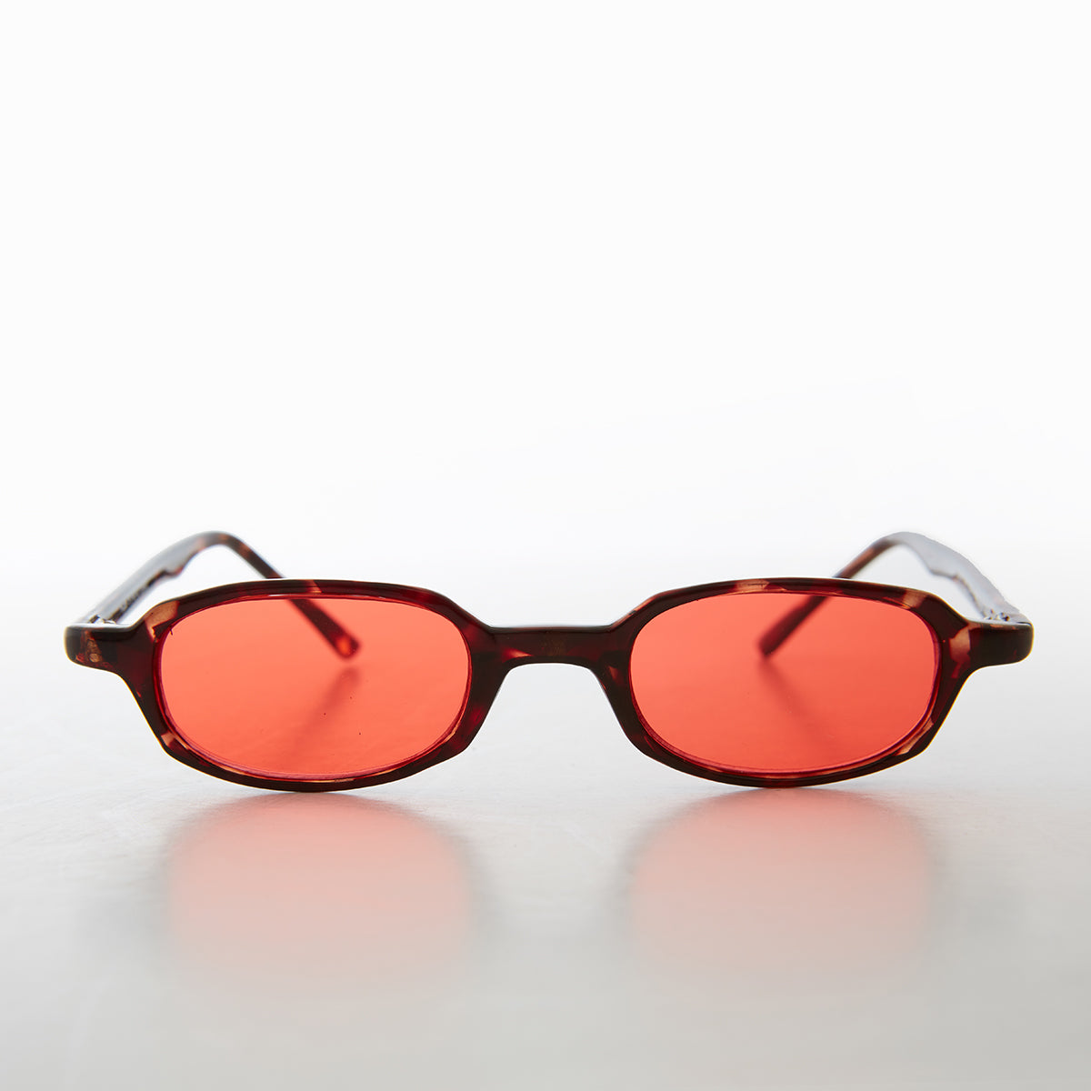 Micro Rectangle Tortoiseshell Sunglasses with Tinted Lenses 