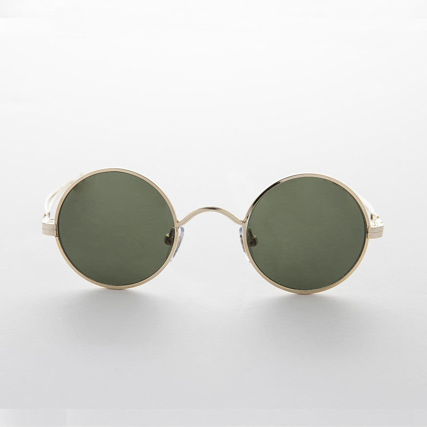 Round Steampunk Vintage Sunglass with Adjustable Temples