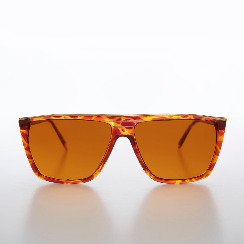 Flat Top Vintage Sunglass with Amber Blue Blocking Lens