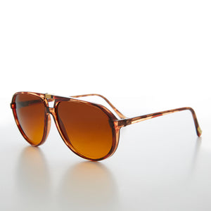 Unisex Aviator 80s Sunglass with Amber Blue Blocker Lens