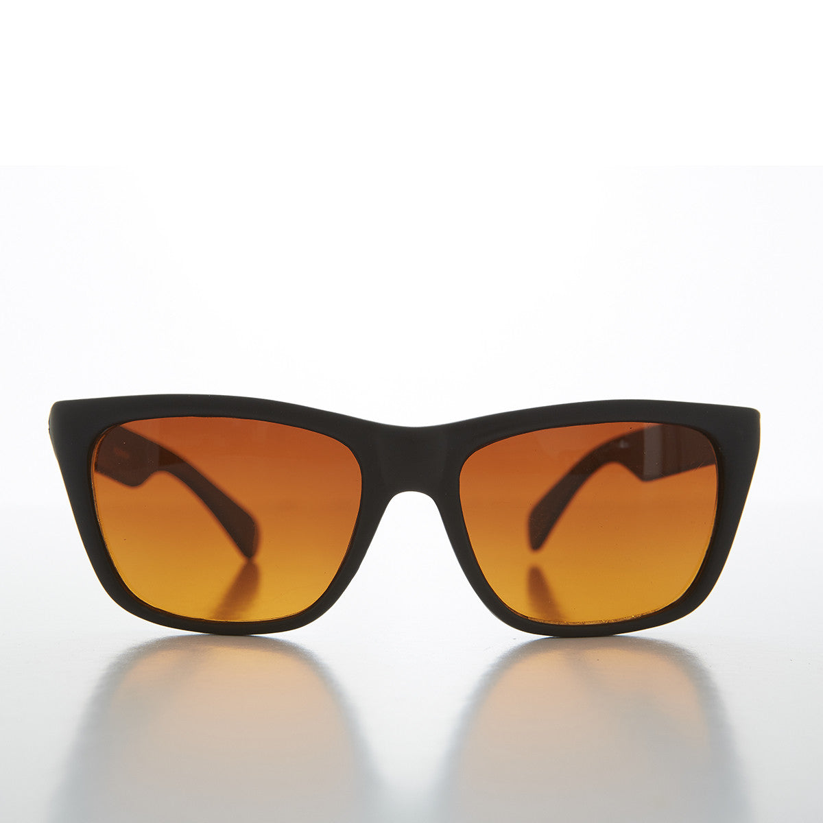 Classic Square Black Sunglasses with Amber Lens - Toni